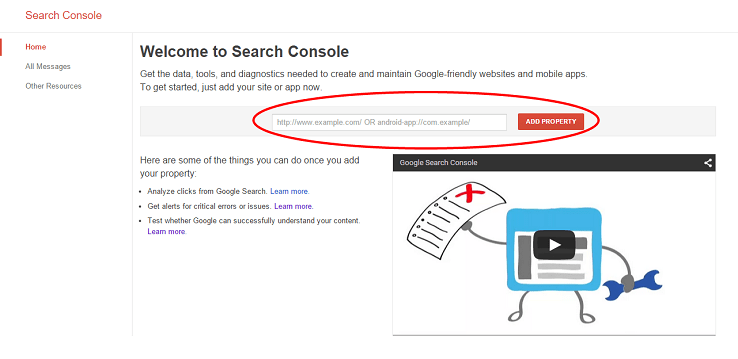 welcome to search console