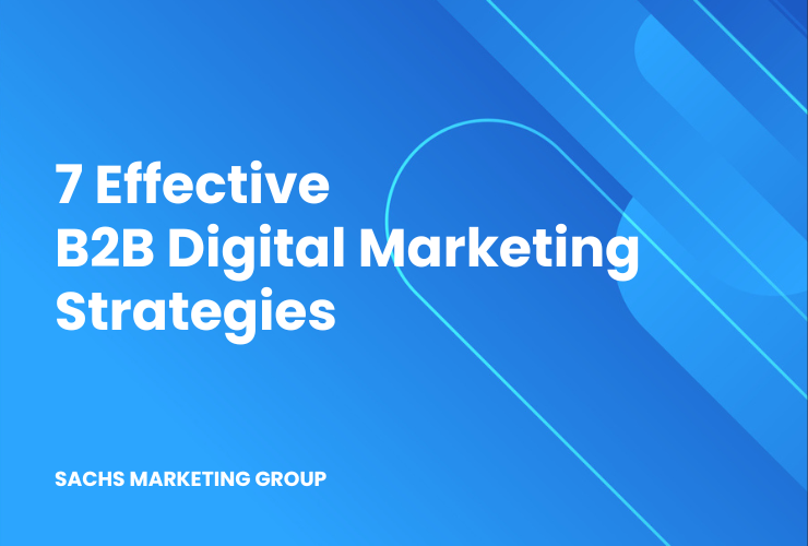 abstract illustration with text "7 Effective B2B Digital Marketing Strategies"