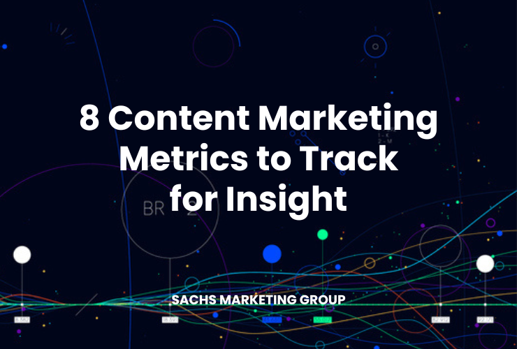 illustration with text "8 Content Marketing Metrics to Track for Insight"