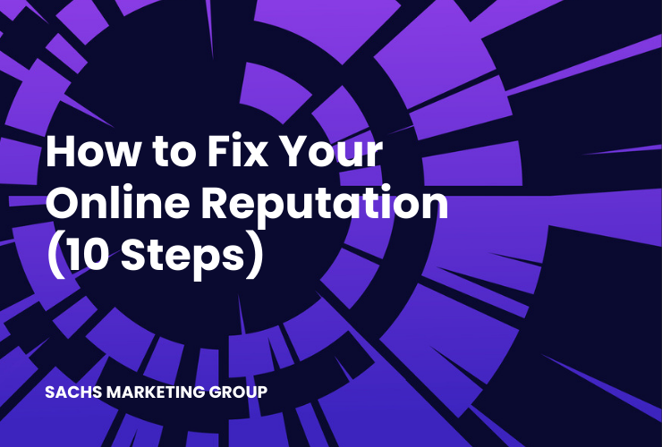 purple illustration with text "How to fix your online reputation (10 Steps)