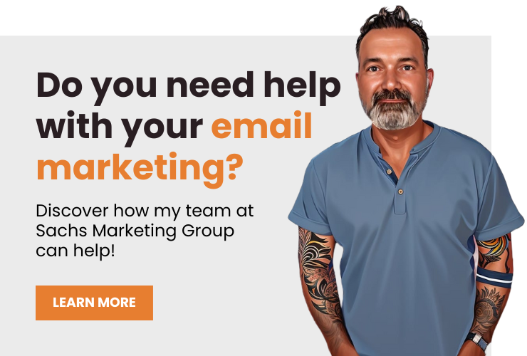 Eric Sachs with text "Do you need help with your email marketing?"
