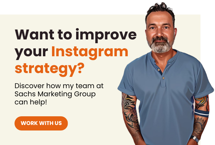 Eric Sachs with text "Want to Improve Your Instagram Strategy"