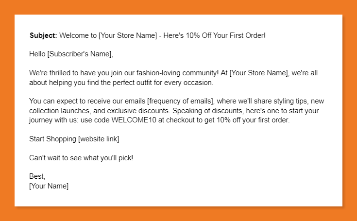 welcome email template