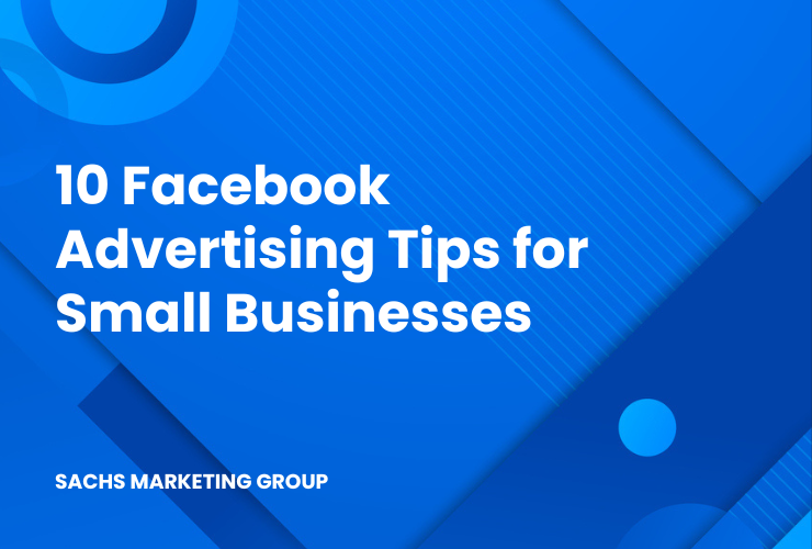 illustration with text "10 Facebook Advertising Tips for Small Businesses"