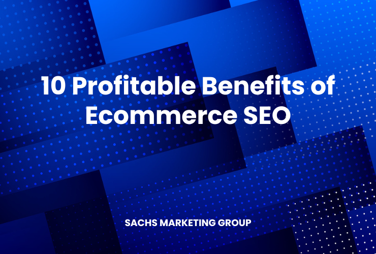 illustration with text "10 Profitable Benefits of Ecommerce SEO"