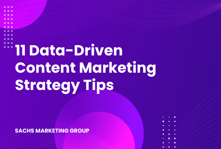 illustration with text "11 Data-Driven Content Marketing Strategy Tips"