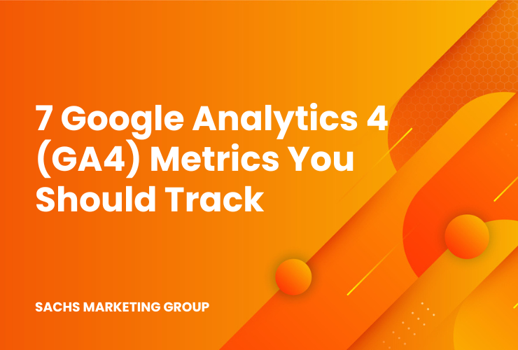 abstract illustration with text "7 Google Analytics 4 Metrics You Should Track"
