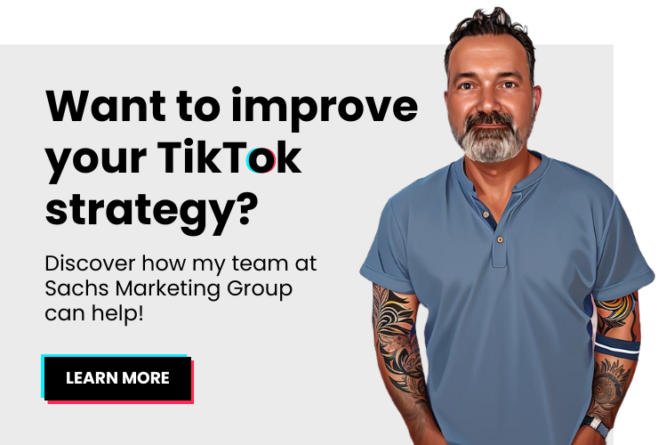 Eric Sachs, TikTok marketer with text "Want to improve your TikTok strategy?"
