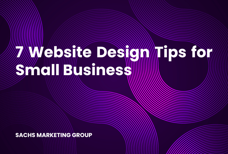 purple illustration with text "7 Website Design Tips for Small Business"