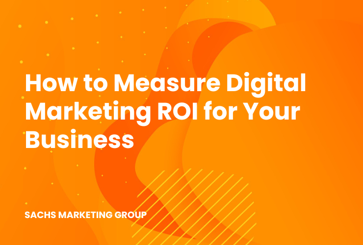 Abstract illustration with text "How to measure digital marketing ROI for Your Business"