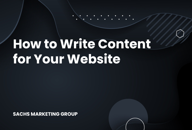 geometric shapes with text "how to write content for a website"
