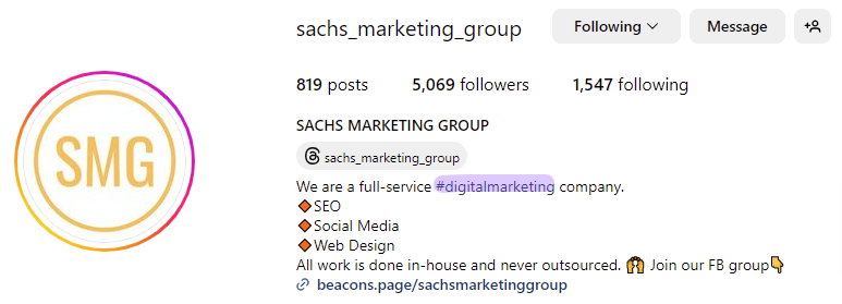 sachs marketing group using hashtags on instagram